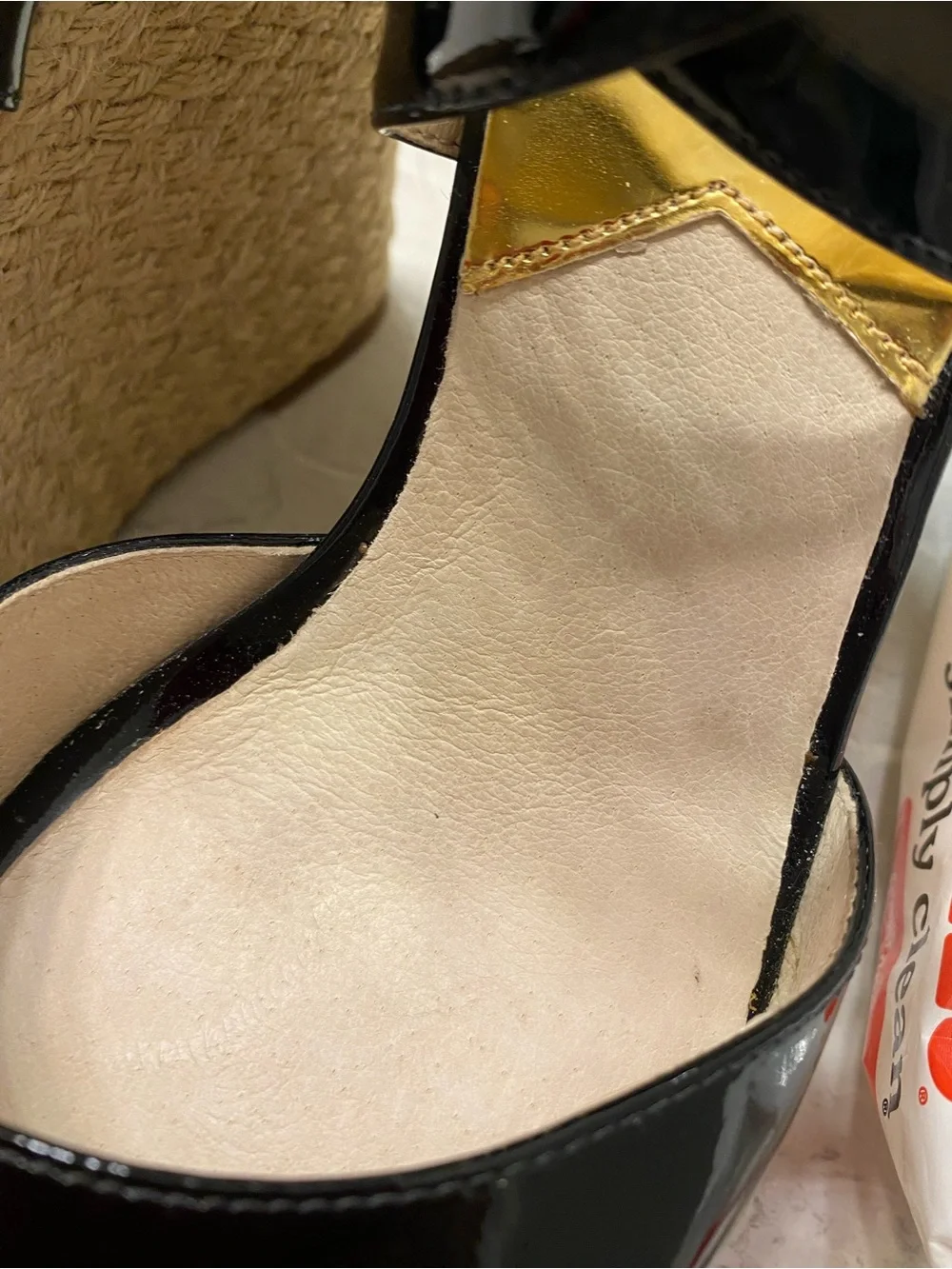 Michael Kors Black Patent Platform Sandals with Ankle Strap